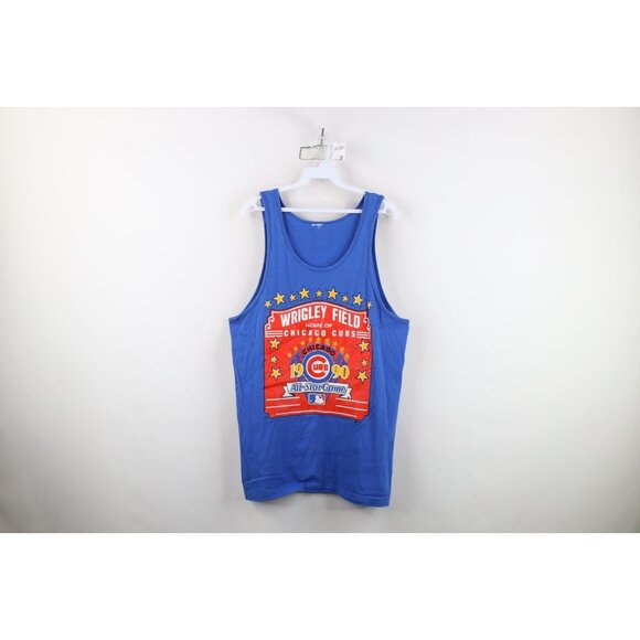 Vtg 90s Mens Medium 1990 All Star Game Baseball Wrigley Field Tank Top T-Shirt - Picture 1 of 15